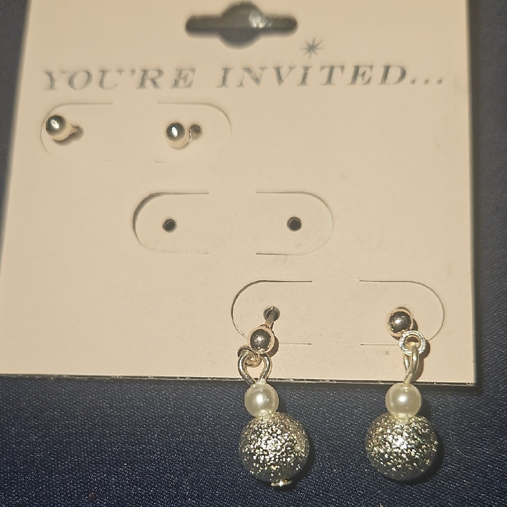 Gold Earrings with Textured Spherical Pendants